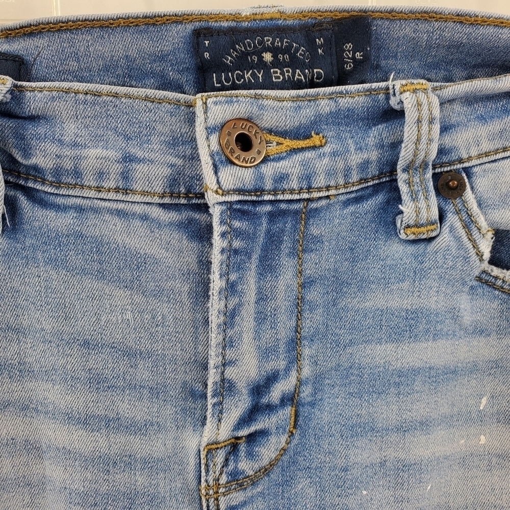 Lucky Brand light wash destroyed paint splatter jeans 6/28 - Picture 13 of 16